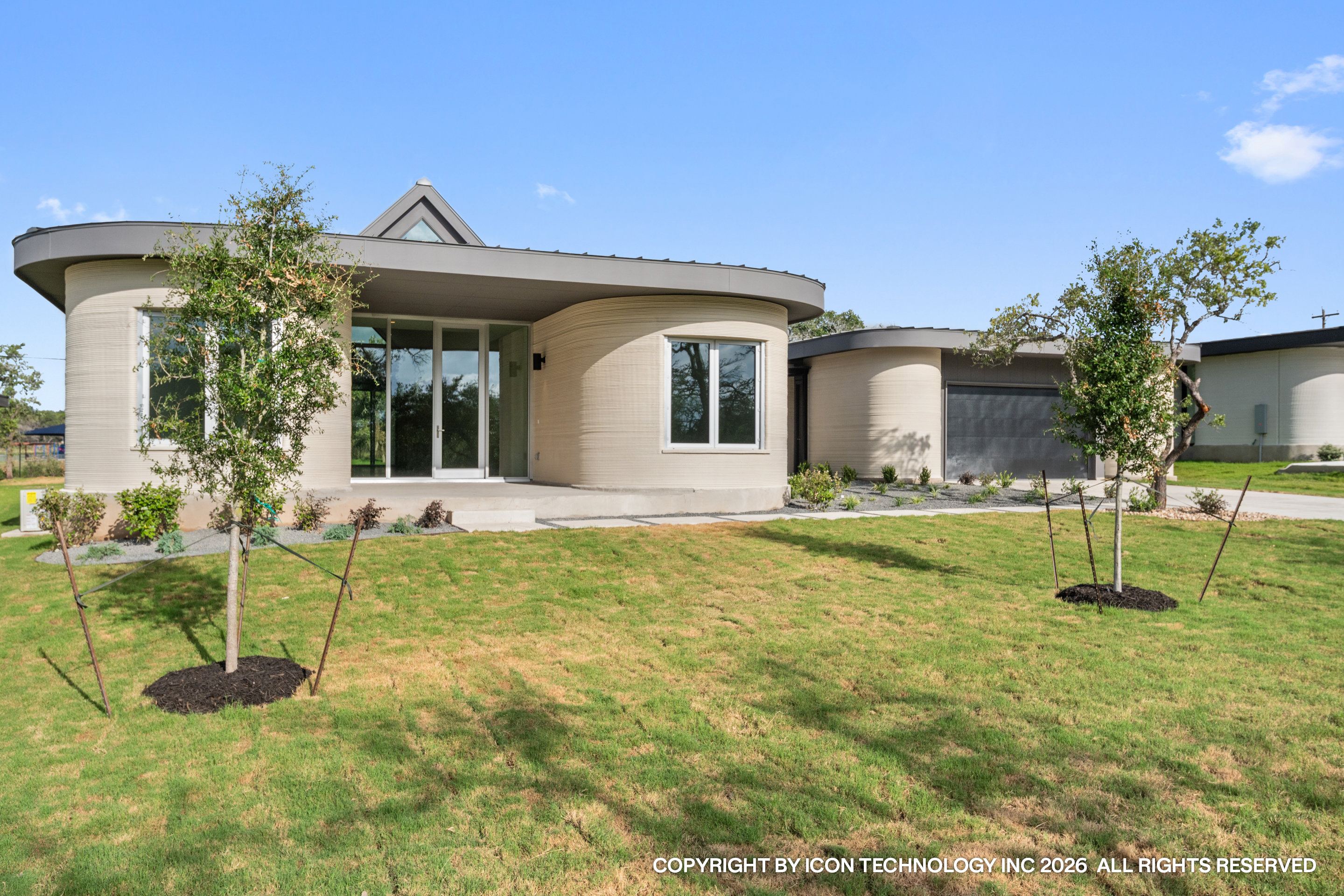 Wimberley curved facade with glass gable